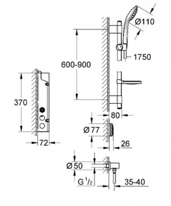 Душевой гарнитур GROHE Euphoria F-Digital 36299000. Фото